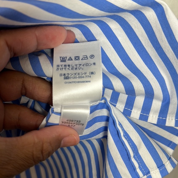 Lands End Striped BabyDoll Bell Sleeve Top Size 16 Blue & White - Picture 5 of 5